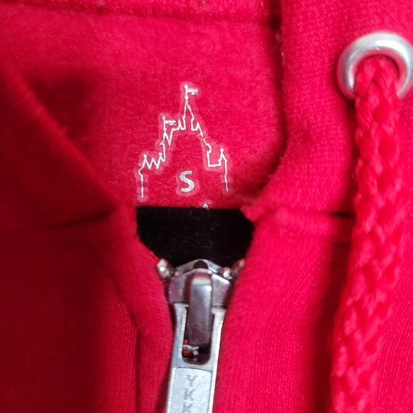 Retro Disney Red Mickey Mouse Zippered Sweatshirt Hoodie Used Size S - Picture 6 of 6